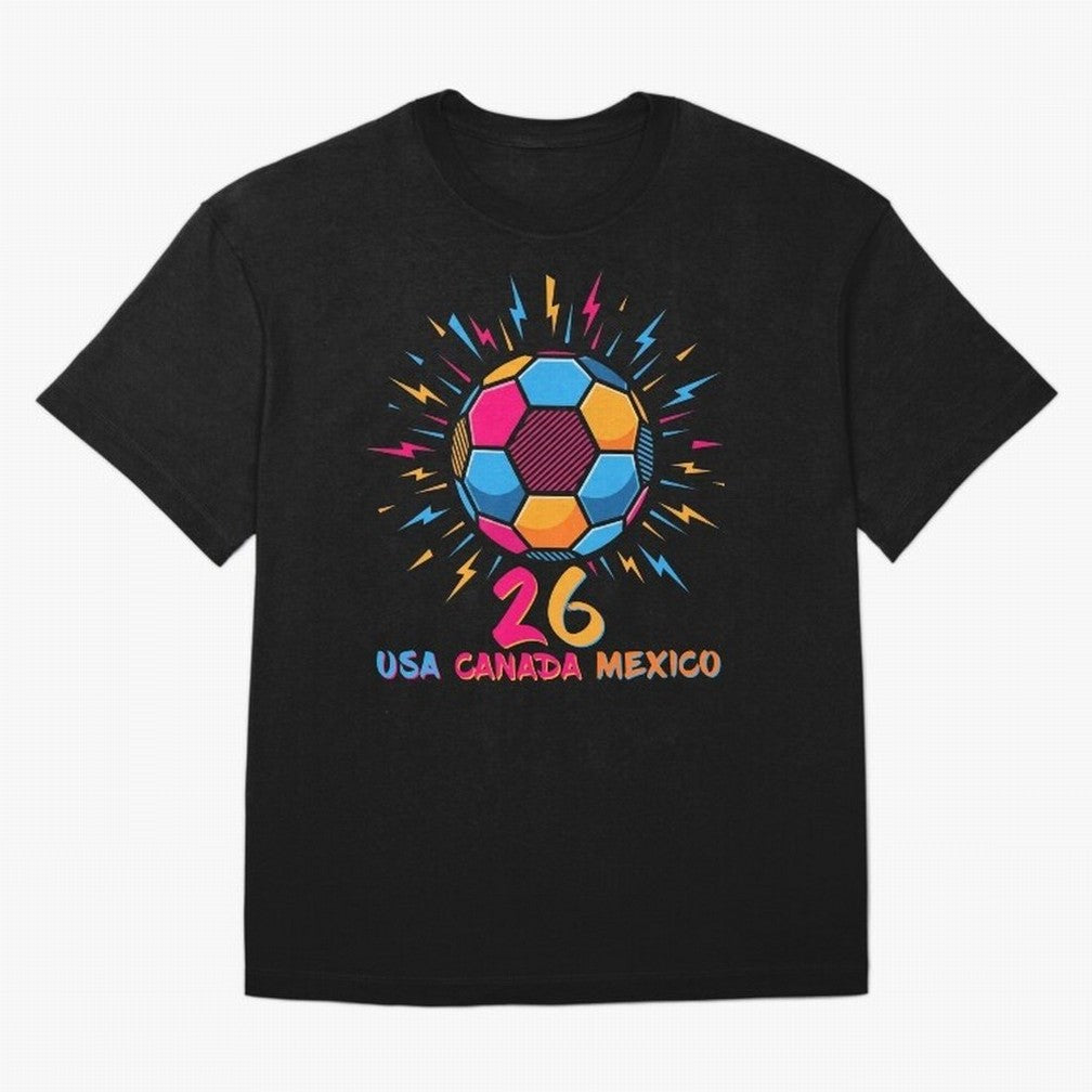 2026 Colorful Soccer Ball USA Canada Mexico 26 Classic T-Shirt Join the Global Buzz around Global Football Passion for FIFA World Cup 2026 USA Canada Mexico, Capturing Neymar, Spain and Netherlands, Football Festival Excitement, Trophy Ambitions,