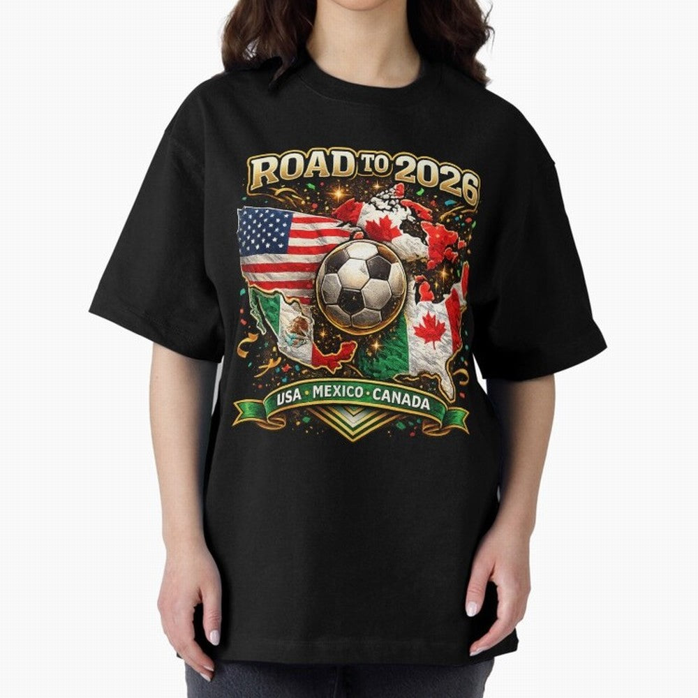 Road to 2026 Soccer Tournament - USA Mexico Canada Flags Classic T-Shirt Get Ready for Match Day Hype around FIFA World Cup 2026, Mbappe and Neymar, England, Fan Favorite Moments, National Team Passion, Big Match Drama and Soccer History; Made for