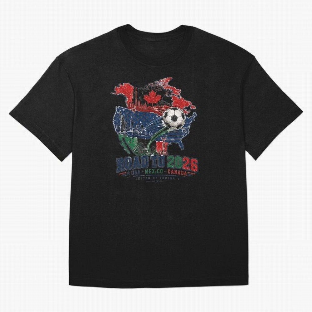 Road to 2026 USA Mexico Canada Soccer Badge Classic T-Shirt Remember Iconic Moments from the FIFA World Cup 2026 Journey through Haaland Highlights, Brazil Pride, Game Day Rituals, Football Legends, Country Pride and the Road to the Final; Ideal