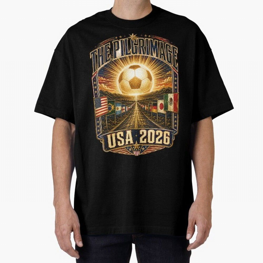 The Pilgrimage World Cup 2026 Soccer T-Shirt Classic T-Shirt Showcase FIFA World Cup 2026 USA Canada Mexico Inspired by Mbappe, Portugal, Spain and Germany Energy, Retro Football Energy, Iconic Rivalries, Trophy Chase Drama and Stadium Atmosphere;
