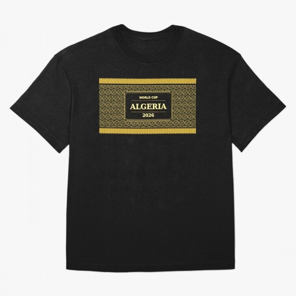 Algeria Football Fan 2026 Black Gold Luxury ¡ª Soccer Fan Gift Classic T-Shirt Carry National Pride through FIFA World Cup 2026 USA Canada Mexico for Fans of Neymar, Haaland and Cristiano Ronaldo and Portugal, Bringing Football History, Final Match