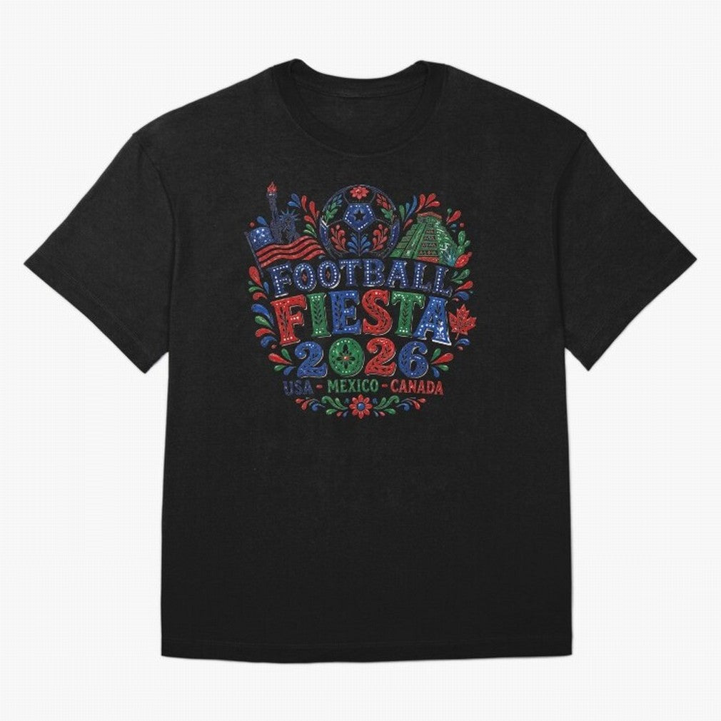 Football Fiesta 2026 USA Mexico Canada Soccer Art Classic T-Shirt Keep the Match Day Mood of Global Football Passion for FIFA World Cup 2026 USA Canada Mexico, Capturing Messi, Neymar and Mbappe, France and Portugal, Championship Spirit, Famous