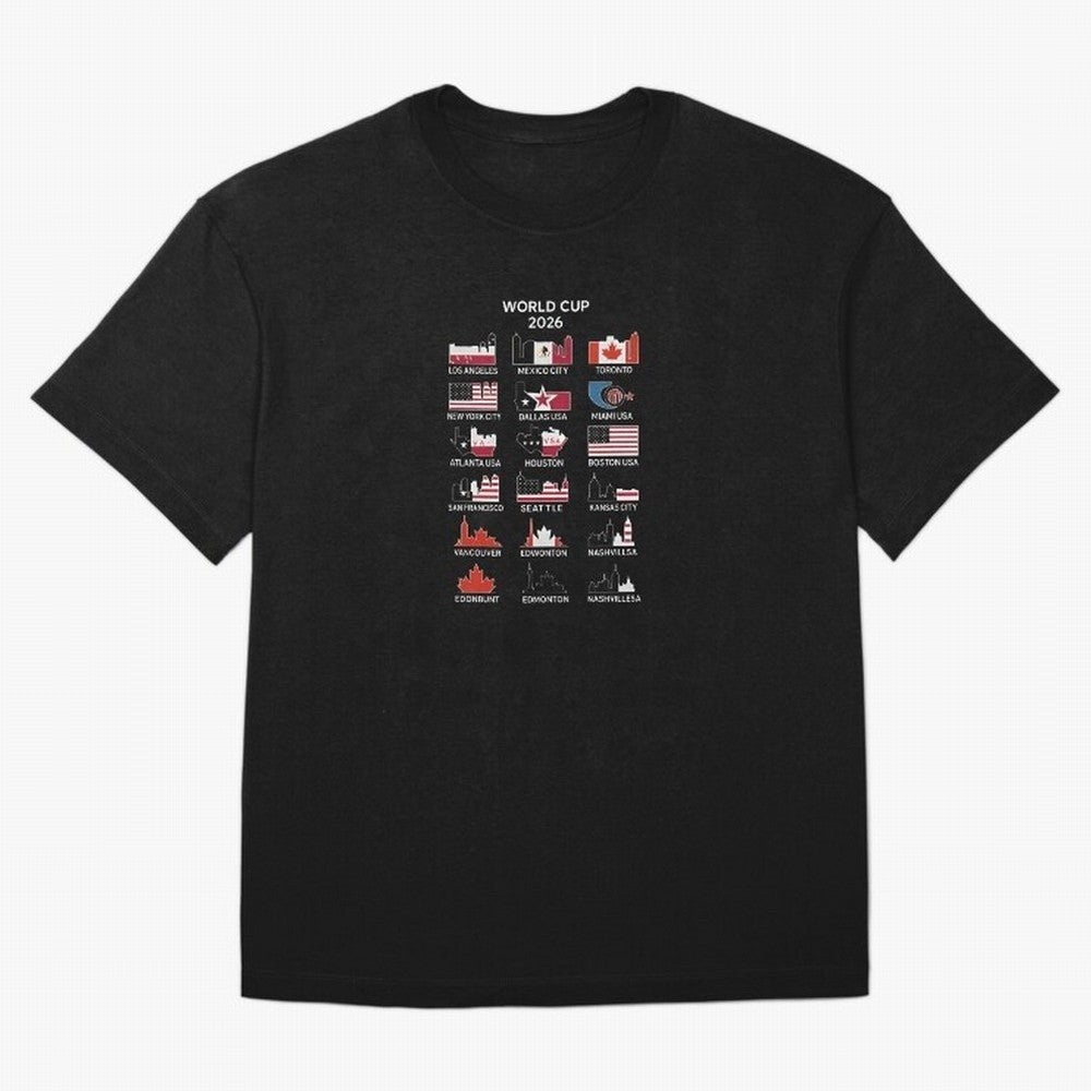 World Cup 2026 Host Cities T-Shirt_84292126 Classic T-Shirt Join the Global Buzz around FIFA World Cup 2026 USA Canada Mexico Spirit, Celebrating France and Portugal, Cristiano Ronaldo, Game Day Rituals, Football Legends, Country Pride and the Road