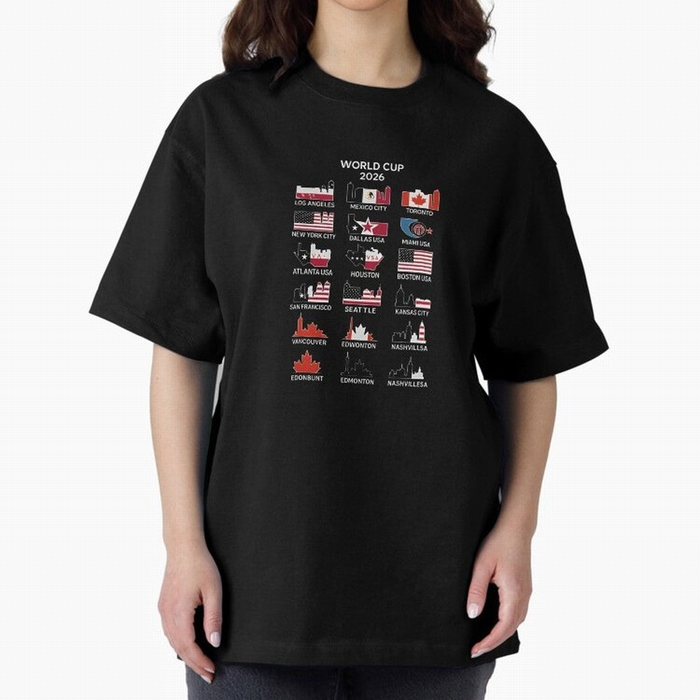 World Cup 2026 Host Cities T-Shirt_84292126 Classic T-Shirt Join the Global Buzz around FIFA World Cup 2026 USA Canada Mexico Spirit, Celebrating France and Portugal, Cristiano Ronaldo, Game Day Rituals, Football Legends, Country Pride and the Road