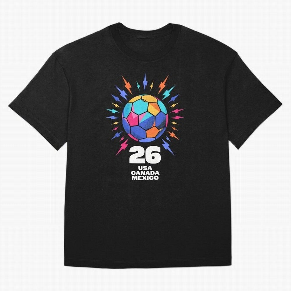 2026 Colorful Soccer Ball USA Canada Mexico 26 Classic T-Shirt Celebrate Rivalries and Pride in the FIFA World Cup 2026 USA Canada Mexico Journey through Neymar, Haaland and Cristiano Ronaldo Highlights, Portugal Pride, Football History, Final