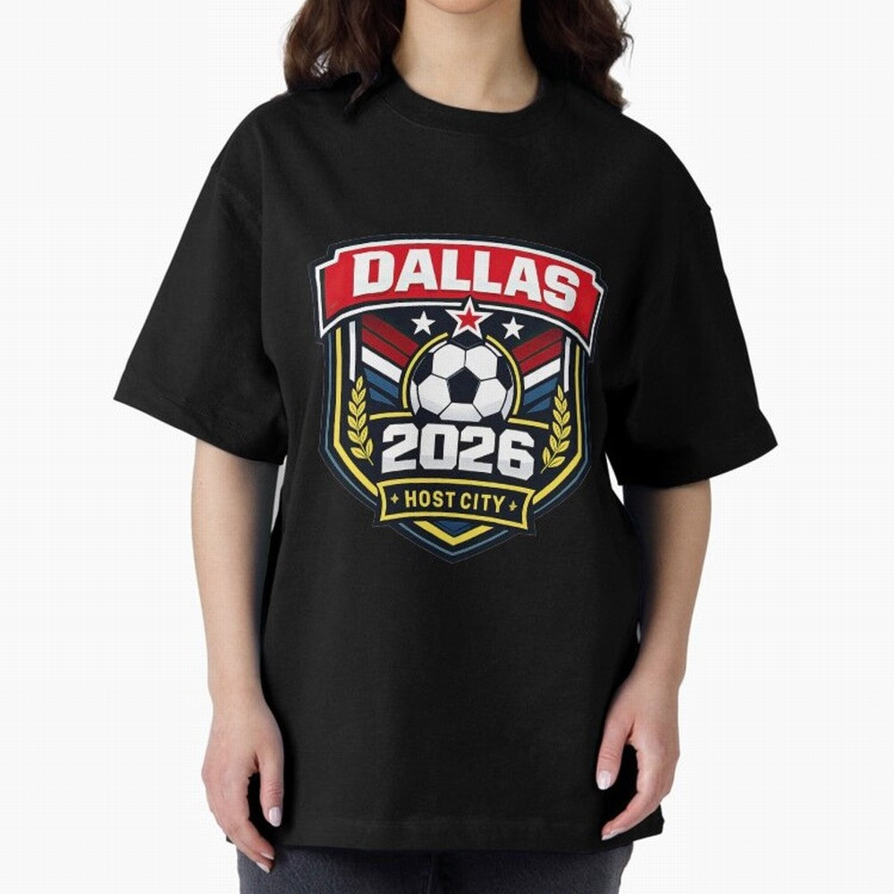 Dallas 2026 Host City Emblem with Laurel Classic T-Shirt Remember Iconic Moments from FIFA World Cup 2026 USA Canada Mexico Spirit, Inspired by Brazil, Messi and Cristiano Ronaldo, Tournament Hype, Historic Matchups, Family Viewing Parties and