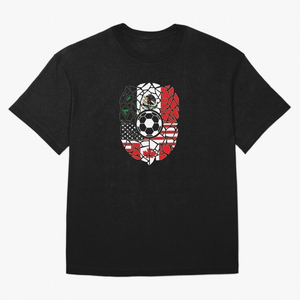 Mosaic Soccer Crest USA Canada Mexico Unity 2026 T-Shirt_82794688 Classic T-Shirt Stand with Global Football Passion for FIFA World Cup 2026, Featuring Haaland, Spain and Netherlands, Sports Nostalgia, International Competition, Famous Players and