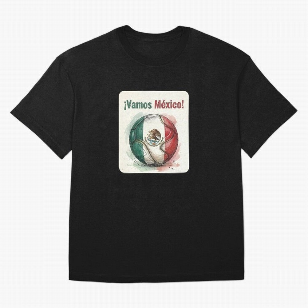 Vamos Mexico Soccer Ball Flag | Mexican Football Fan Graphic Tee Classic T-Shirt Embrace FIFA World Cup 2026 Group Stage for Fans of Neymar and Portugal, Spain and Germany, Bringing Goal Celebration Energy, Supporter Heritage, Football Icons and
