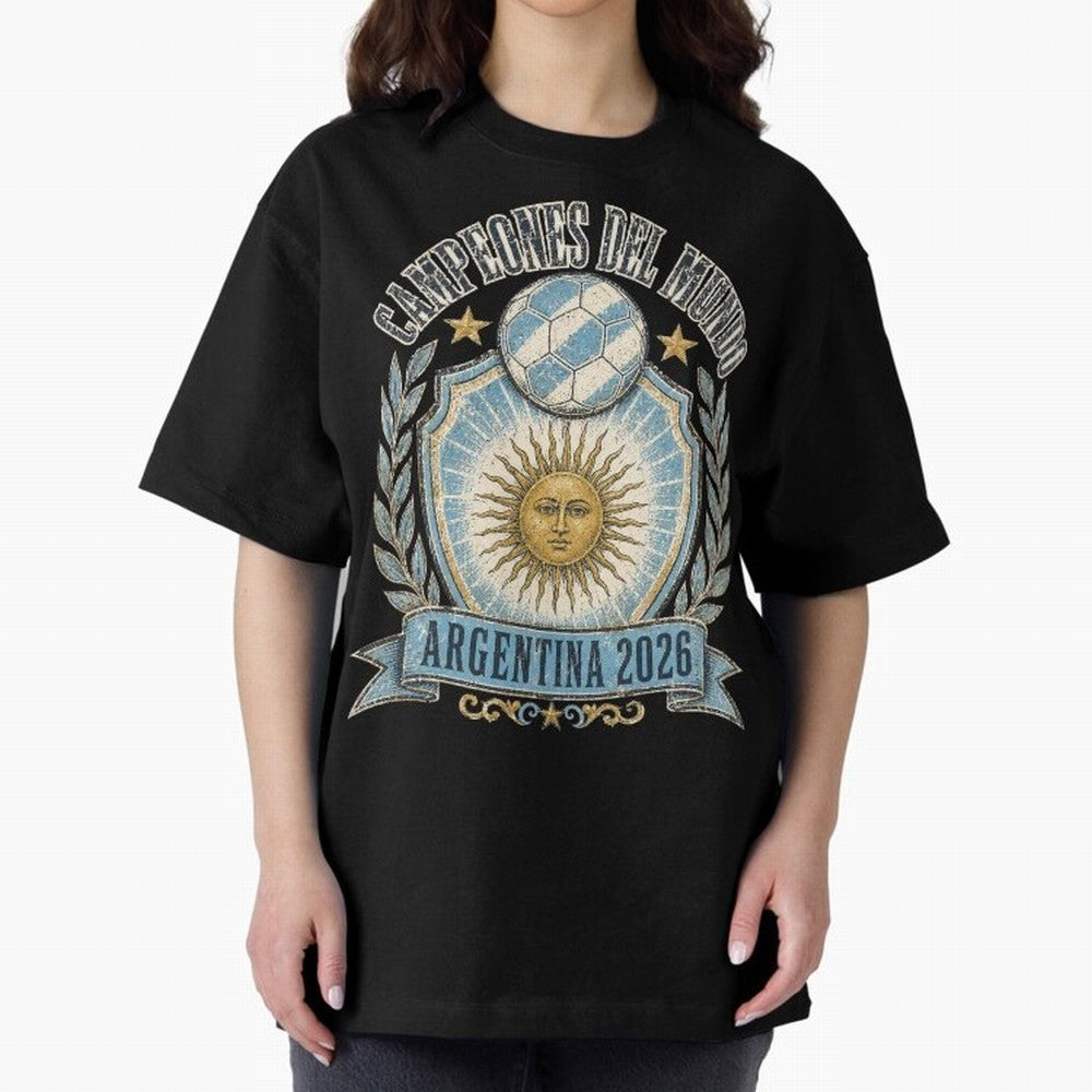 Campeones Del Mundo Argentina 2026 World Cup Soccer T-Shirt Classic T-Shirt Capture Stadium Memories from the FIFA World Cup 2026 Group Stage Journey through Messi and Cristiano Ronaldo Highlights, Spain Pride, Retro Football Energy, Iconic
