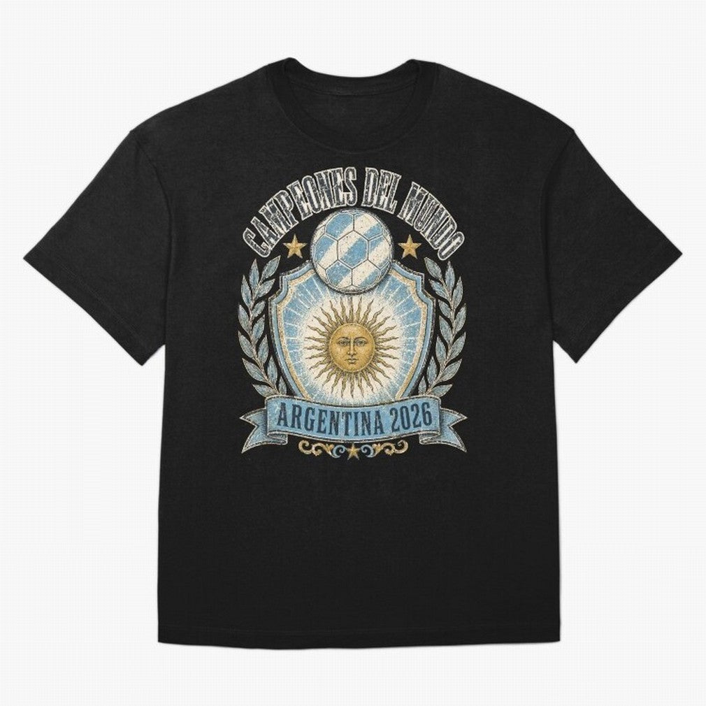 Campeones Del Mundo Argentina 2026 World Cup Soccer T-Shirt Classic T-Shirt Capture Stadium Memories from the FIFA World Cup 2026 Group Stage Journey through Messi and Cristiano Ronaldo Highlights, Spain Pride, Retro Football Energy, Iconic