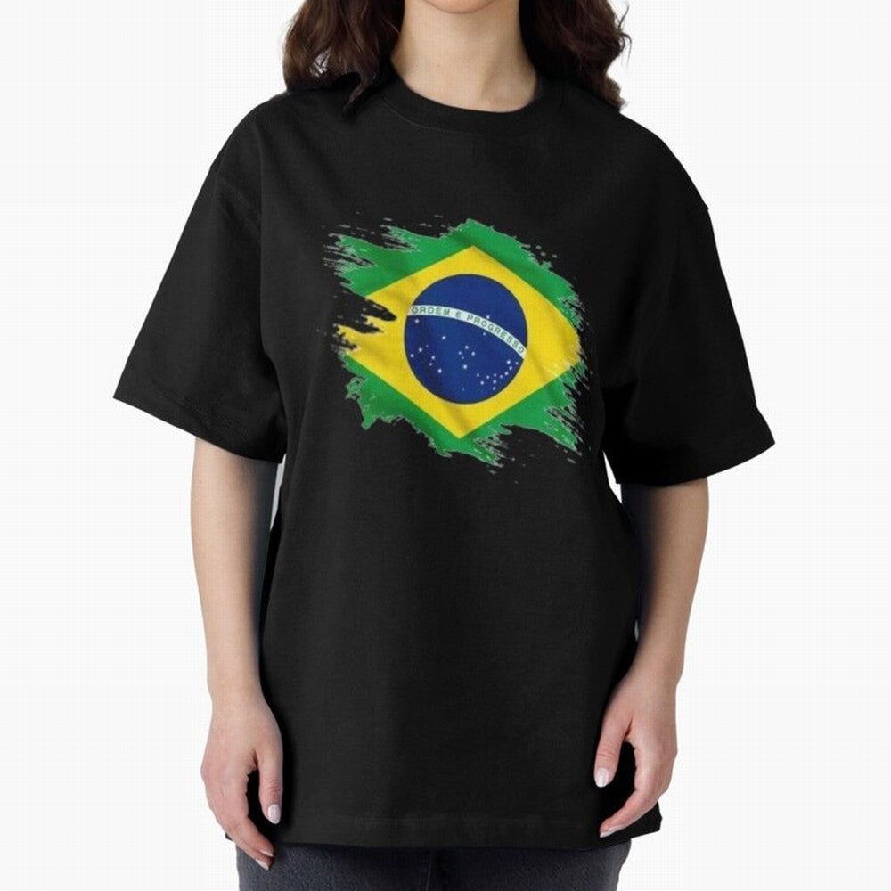 Brazil Flag Artistic Brush Stroke - Modern Flag Design T-Shirt Classic T-Shirt Relive Match Day Hype around FIFA World Cup 2026 USA Canada Mexico, Mbappe and Neymar, Spain, Goal Celebration Energy, Supporter Heritage, Football Icons and Worldwide