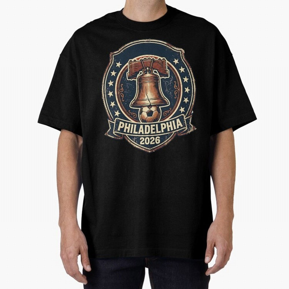 Philadelphia 2026 World Cup Host City Vintage Football Badge ¡ª Liberty Bell Soccer Crest Classic T-Shirt Carry the Dream of the FIFA World Cup 2026 Group Stage Journey through Messi, Neymar and Mbappe Highlights, France and Portugal Pride,