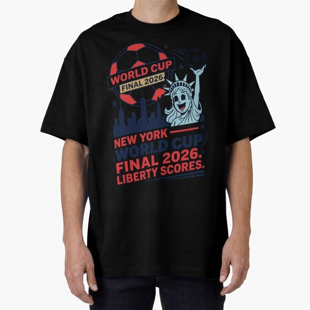New York World Cup Final 2026 ¡ª Liberty Scores V1 Classic T-Shirt Celebrate Football Heritage in Global Football Passion for FIFA World Cup 2026 USA Canada Mexico, Capturing Mbappe, Brazil, Portugal and Argentina, Stadium Memories, Football