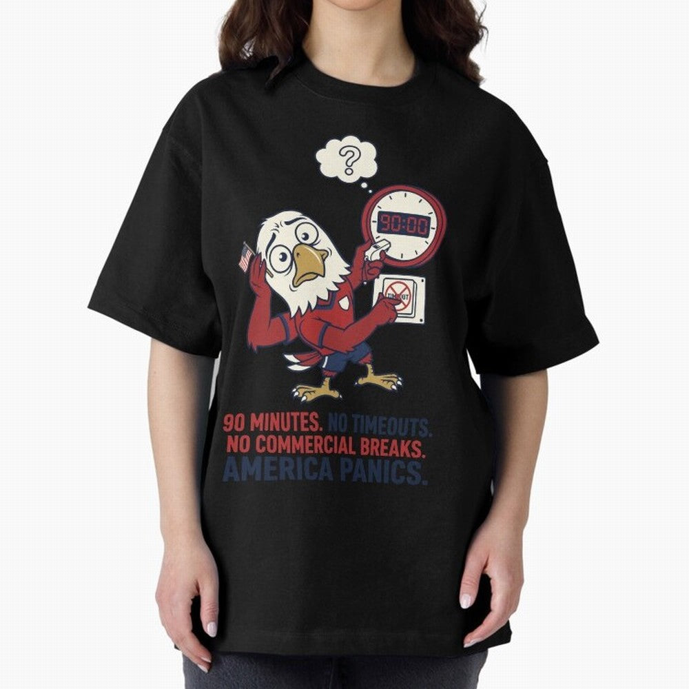 America Panics ¡ª No Timeouts No Commercials V1 Classic T-Shirt Show Up for the Glory of Global Football Passion for FIFA World Cup 2026, Highlighting CR7 and Messi, Netherlands, Vintage Soccer Flavor, Modern Football Stars, National Flags and