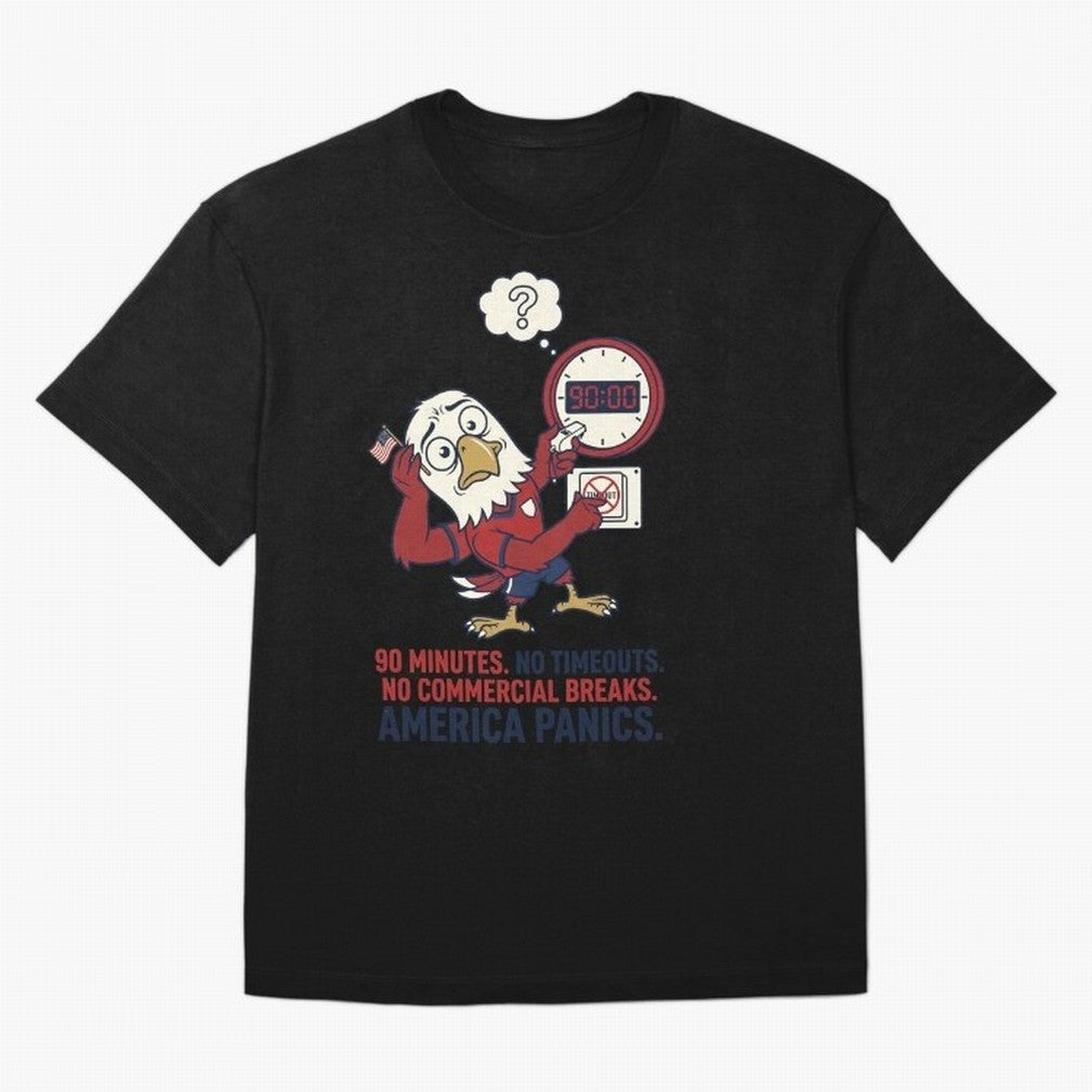 America Panics ¡ª No Timeouts No Commercials V1 Classic T-Shirt Show Up for the Glory of Global Football Passion for FIFA World Cup 2026, Highlighting CR7 and Messi, Netherlands, Vintage Soccer Flavor, Modern Football Stars, National Flags and