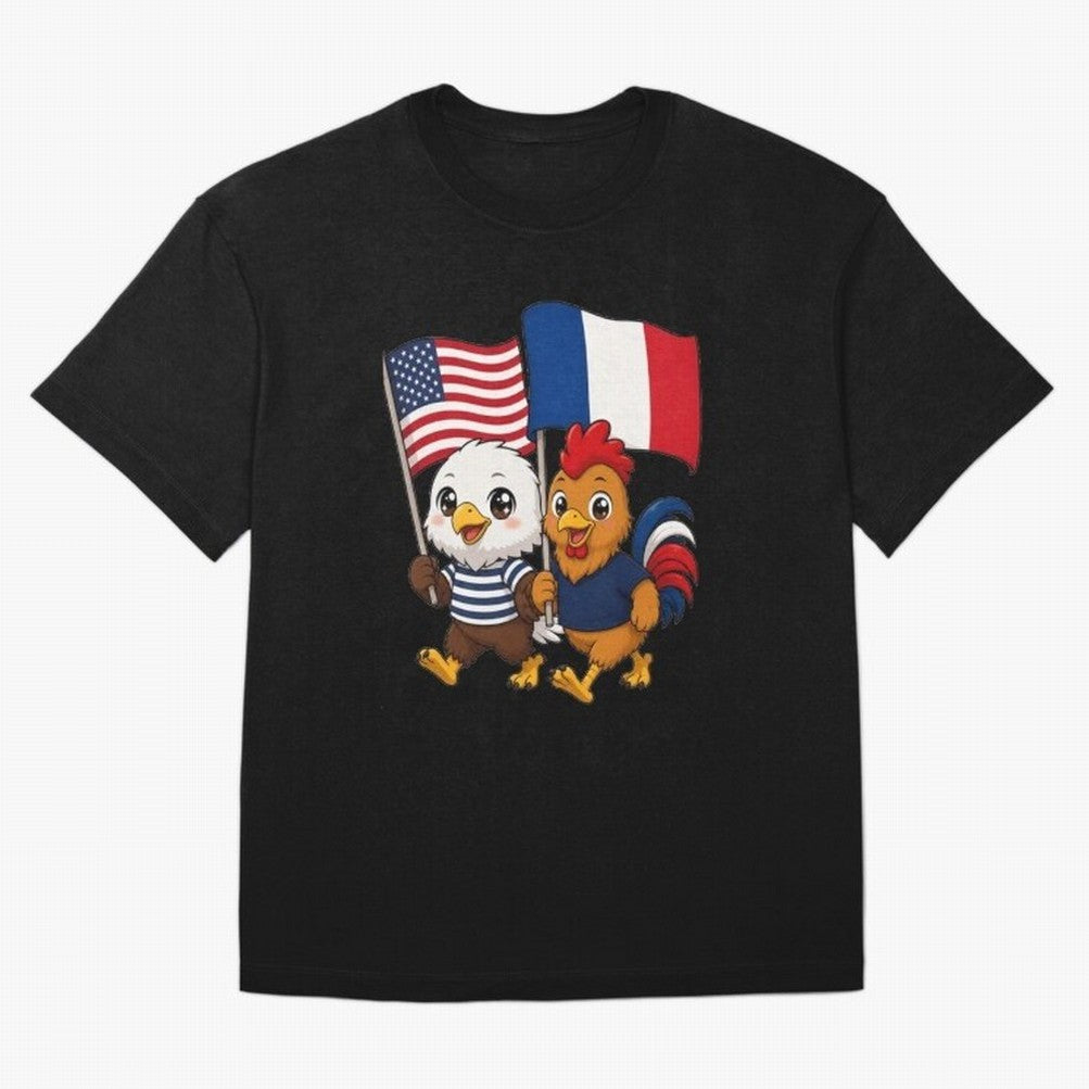 The American eagle and its friend, the French rooster Classic T-Shirt Experience FIFA World Cup 2026 Featuring Haaland and Mbappe, Argentina, France and Brazil Energy, Goal Celebration Energy, Supporter Heritage, Football Icons and Worldwide