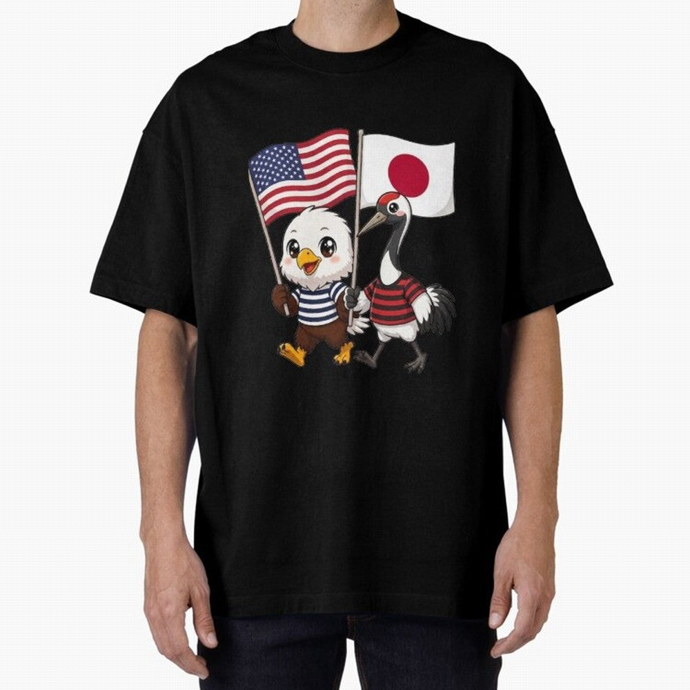The American eagle and its friend, the Japanese crane Classic T-Shirt Step into Match Day Hype around FIFA World Cup 2026 USA Canada Mexico, Mbappe and Neymar, Spain and Netherlands, Match Day Excitement, Supporter Culture, Golden Goals and Global