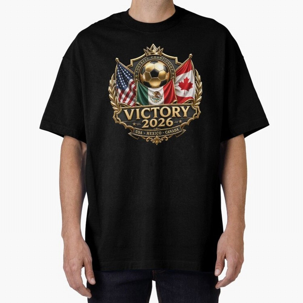 Victory 2026 USA Mexico Canada Football Crest Classic T-Shirt Follow FIFA World Cup 2026 Featuring Neymar, Germany Energy, Championship Spirit, Famous Goals, Roaring Crowds and International Football Unity; Made for Collectors Who Enjoy Iconic