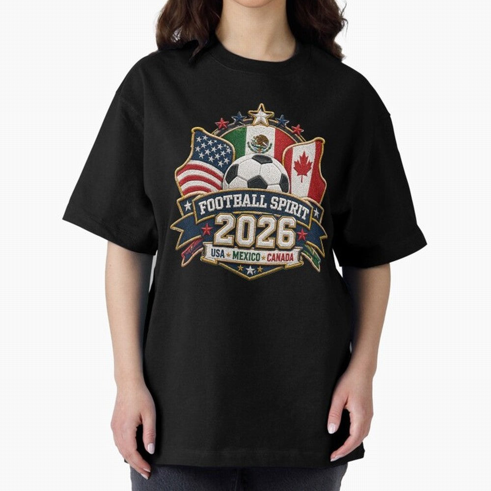 Football Spirit 2026 USA Mexico Canada Patch Design Classic T-Shirt Show Your Tournament Heart for FIFA World Cup 2026 Group Stage Spirit, Connected to Spain and Netherlands, Cristiano Ronaldo, Fan Favorite Moments, National Team Passion, Big Match