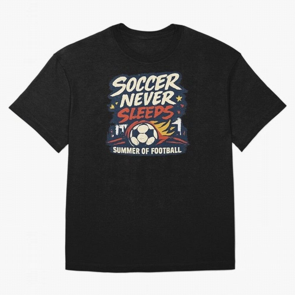 Soccer Never Sleeps Summer of Football Vintage Soccer Fan Tee Classic T-Shirt Step into FIFA World Cup 2026 Spirit, Built around Argentina, France and Brazil, Messi, CR7 and Mbappe, Match Day Excitement, Supporter Culture, Golden Goals and Global