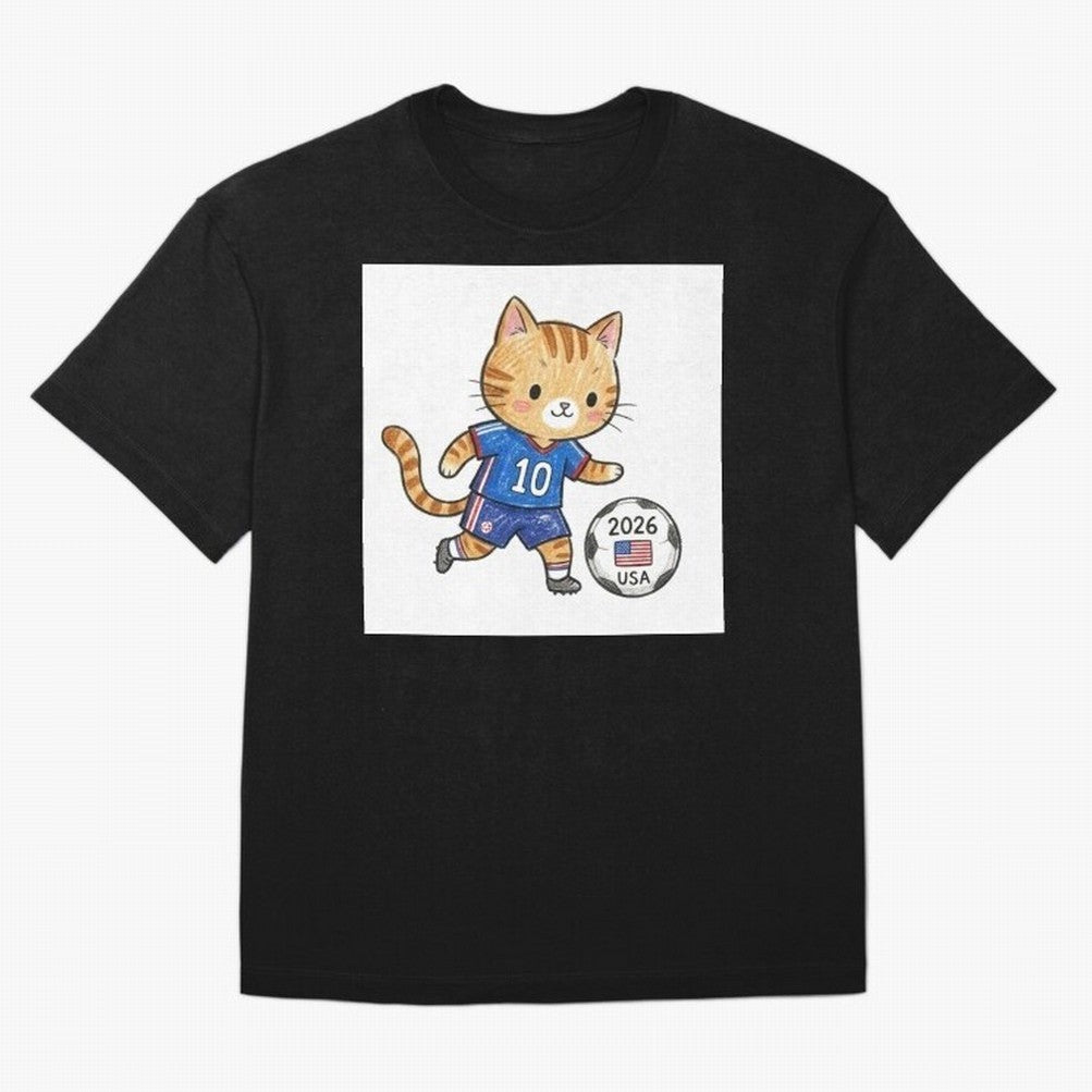 USA Soccer Cat #10 - 2026 World Cup Fan Art Classic T-Shirt Capture the FIFA World Cup 2026 Group Stage Journey through CR7 Highlights, Portugal, Spain and Germany Pride, Vintage Soccer Flavor, Modern Football Stars, National Flags and Final Night
