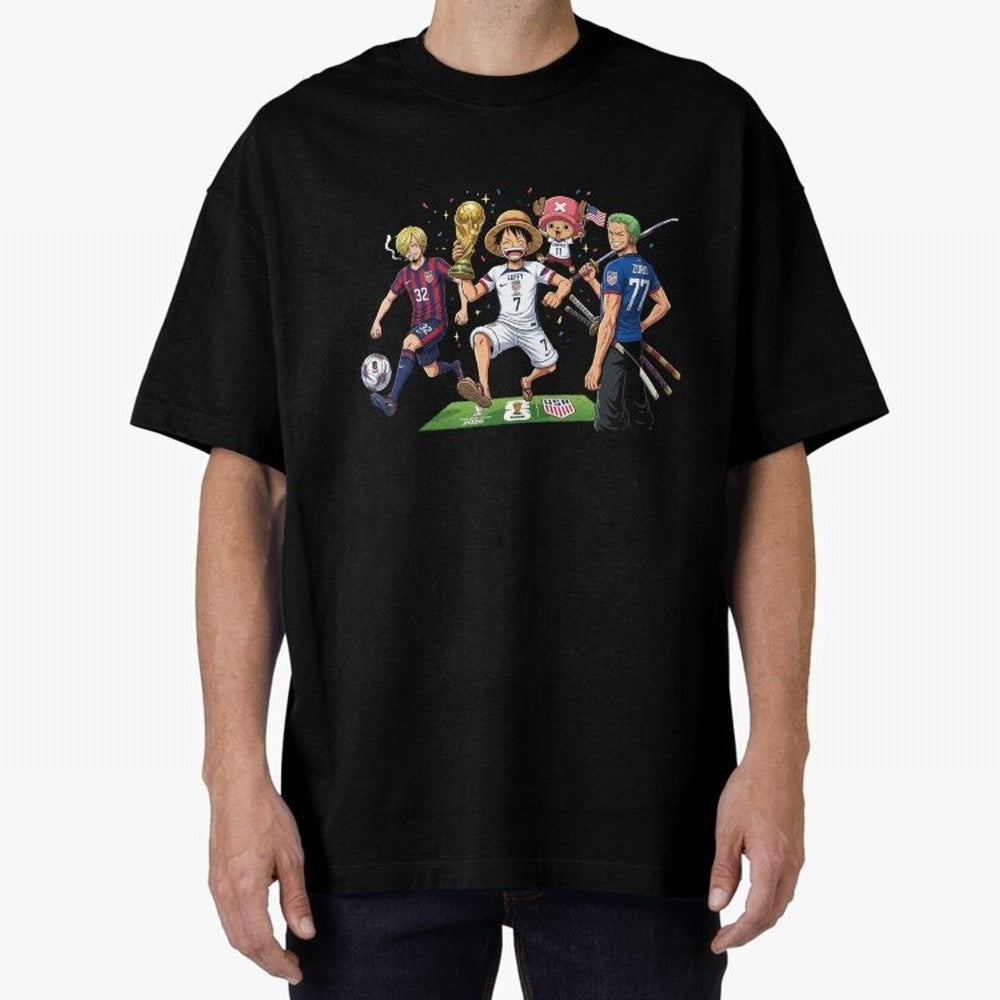 One Piece Characters Celebrating World Cup 2026 USA Classic T-Shirt Experience the Global Stage of Global Football Passion for FIFA World Cup 2026 USA Canada Mexico, Highlighting Mbappe, Spain and Netherlands, Fan Favorite Moments, National Team