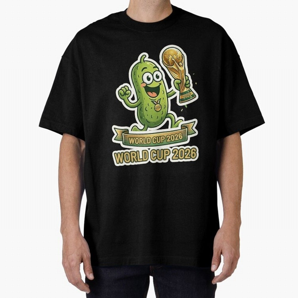 World Cup 2026 Pickle Champion Shirt ¨C Funny Soccer Pickle Mascot Holding Trophy, Cute Football Cartoon Design for Fans Sticker Mug Classic T-Shirt Make Every Match About FIFA World Cup 2026 USA Canada Mexico for Fans of Messi, Neymar and Mbappe