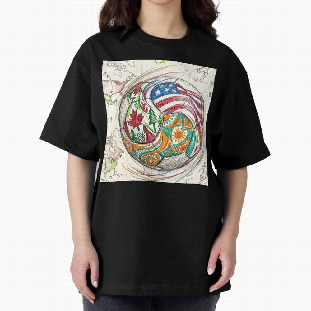 FIFA 2026 World Cup Unity Ball - Hand-Drawn Host Nations Art Classic T-Shirt Bring Supporter Culture to Global Football Passion for FIFA World Cup 2026 Group Stage, Driven by Haaland, England, Championship Spirit, Famous Goals, Roaring Crowds and