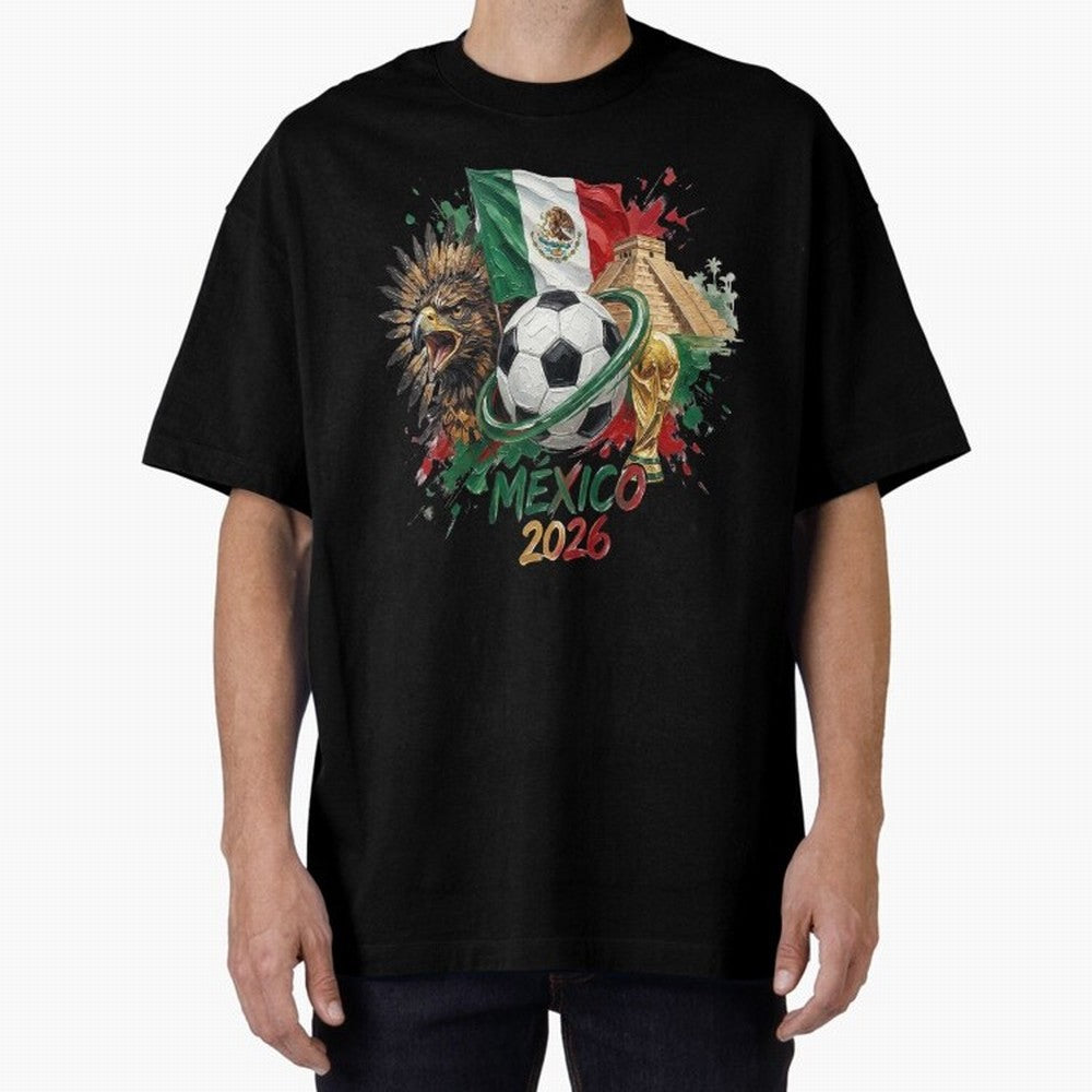 Mexico World Cup 2026 Oversized T-Shirt Share the Excitement of FIFA World Cup 2026 USA Canada Mexico for Fans of Messi and Spain, Bringing Champion Mindset, Group Stage Buzz, Knockout Tension and Passionate Fan Culture; Built for Supporters