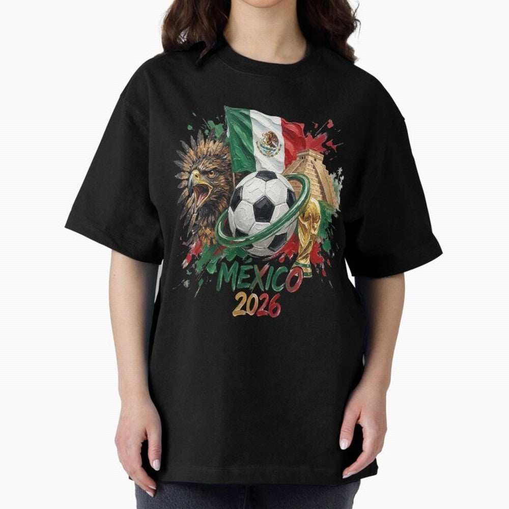 Mexico World Cup 2026 Oversized T-Shirt Share the Excitement of FIFA World Cup 2026 USA Canada Mexico for Fans of Messi and Spain, Bringing Champion Mindset, Group Stage Buzz, Knockout Tension and Passionate Fan Culture; Built for Supporters