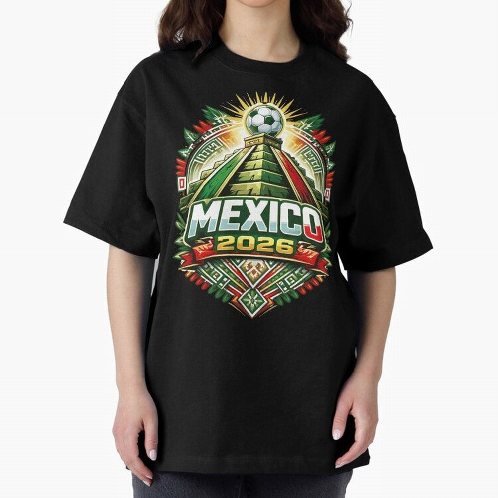 Mexico Soccer 2026 Art Oversized T-Shirt Create FIFA World Cup 2026 Capturing Haaland and Mbappe, Argentina, France and Brazil Energy, Worldwide Fan Energy, Dramatic Goals, Stadium Lights and Championship Celebrations; Perfect for Fans, Collectors,