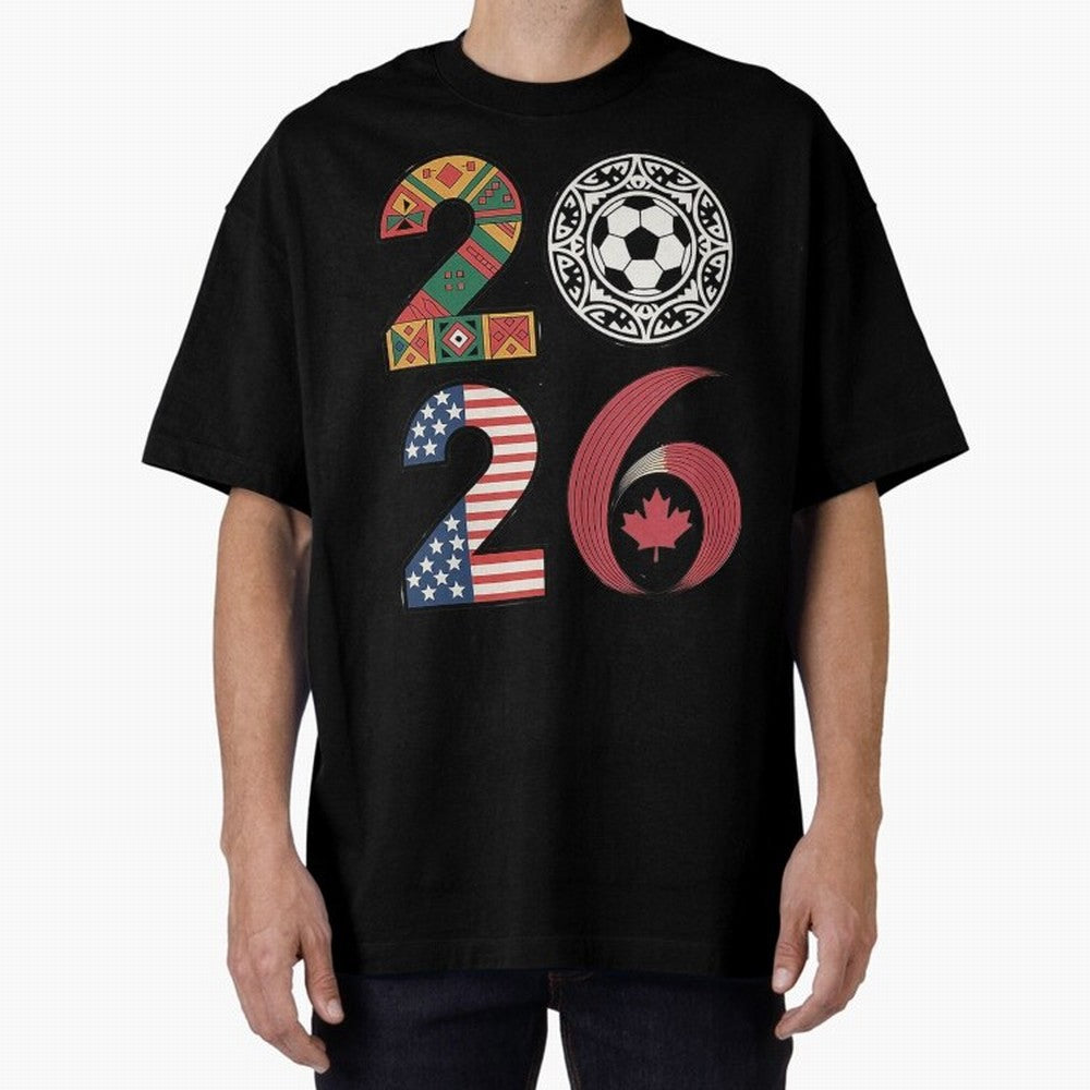 2026 Football Countries Oversized T-Shirt Enjoy Match Day Hype around FIFA World Cup 2026 USA Canada Mexico, Mbappe and Neymar, England, Stadium Chants, National Pride, Trophy Dreams and Unforgettable Football Memories; Great for Watch Parties,