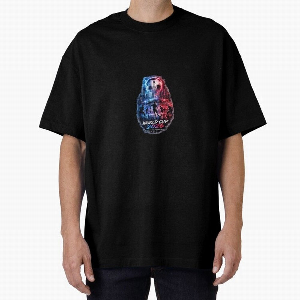 Copy of World Cup 2026 ¨C United Passion ?? | Neon Football Design Oversized T-Shirt Carry the Colors and Pride of the FIFA World Cup 2026 USA Canada Mexico Journey through Mbappe Highlights, Germany Pride, Stadium Chants, National Pride, Trophy