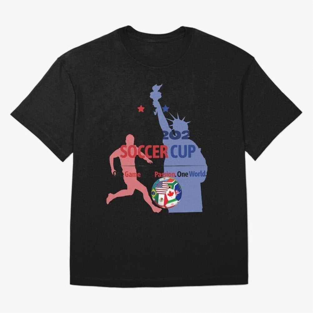 2026 Soccer Cup One Game One Passion One World Sports Fan Design Oversized T-Shirt Feel the Roar of FIFA World Cup 2026 USA Canada Mexico for Fans of Haaland and Mbappe and Argentina, Bringing Championship Spirit, Famous Goals, Roaring Crowds and