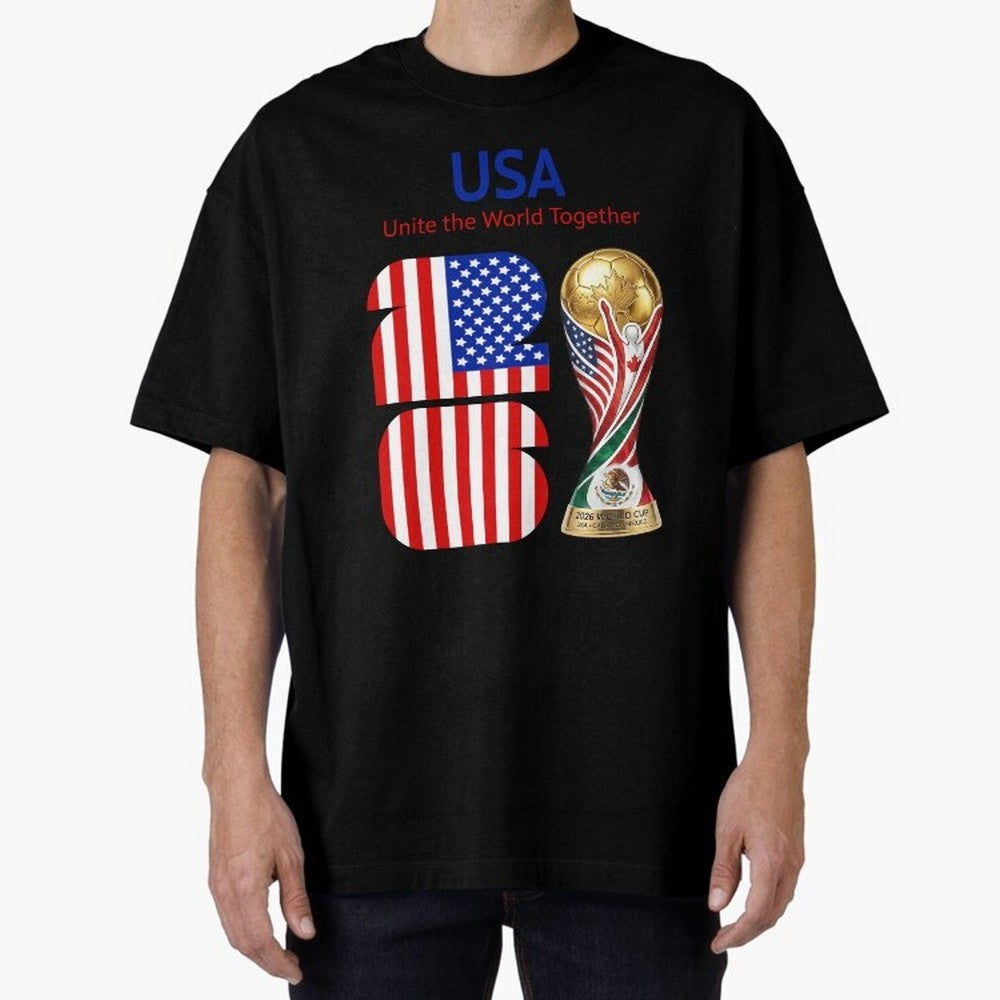 World Cup 2026, IMG 020, USA 001 Oversized T-Shirt Celebrate Supporters United by FIFA World Cup 2026 USA Canada Mexico with Neymar, Argentina and Brazil Energy, Championship Spirit, Famous Goals, Roaring Crowds and International Football Unity;