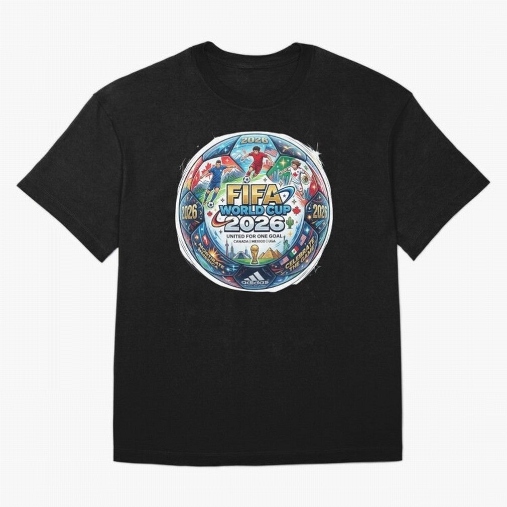FIFA World Cup 2026 Official Match Ball Concept Art - Canada Mexico USA Oversized T-Shirt Fuel Your Fan Pride for FIFA World Cup 2026 Group Stage Highlighting Messi and Cristiano Ronaldo, Portugal Energy, Football Passion, Legendary Performances,