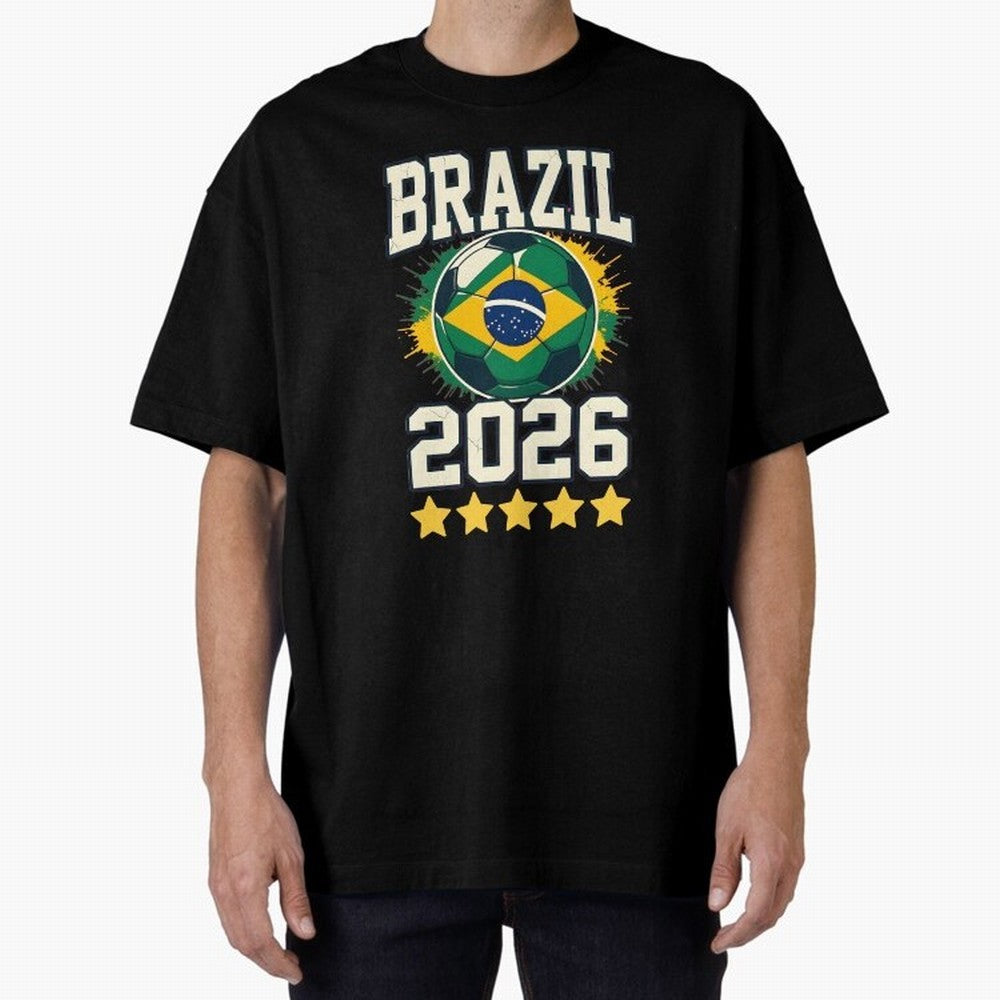 Brazil Soccer Football 2026 Oversized T-Shirt Turn Every Weekend Toward FIFA World Cup 2026 USA Canada Mexico for Fans of Mbappe and Neymar and Portugal, Bringing Football Passion, Legendary Performances, Festival Vibes and Supporter Community;