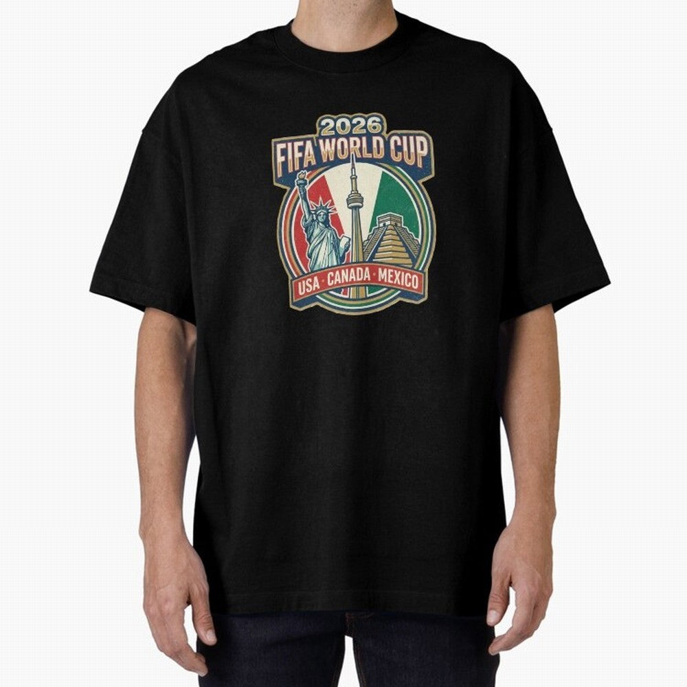 North America United Soccer 2026 Vintage Crest Oversized T-Shirt Share FIFA World Cup 2026 Group Stage Built around Haaland, Portugal Energy, Football Festival Excitement, Trophy Ambitions, Country Rivalries and Star Player Buzz; Perfect for People