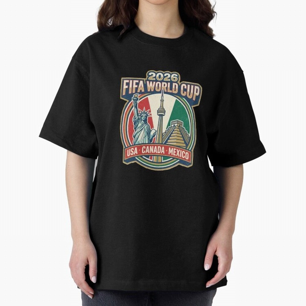 North America United Soccer 2026 Vintage Crest Oversized T-Shirt Share FIFA World Cup 2026 Group Stage Built around Haaland, Portugal Energy, Football Festival Excitement, Trophy Ambitions, Country Rivalries and Star Player Buzz; Perfect for People