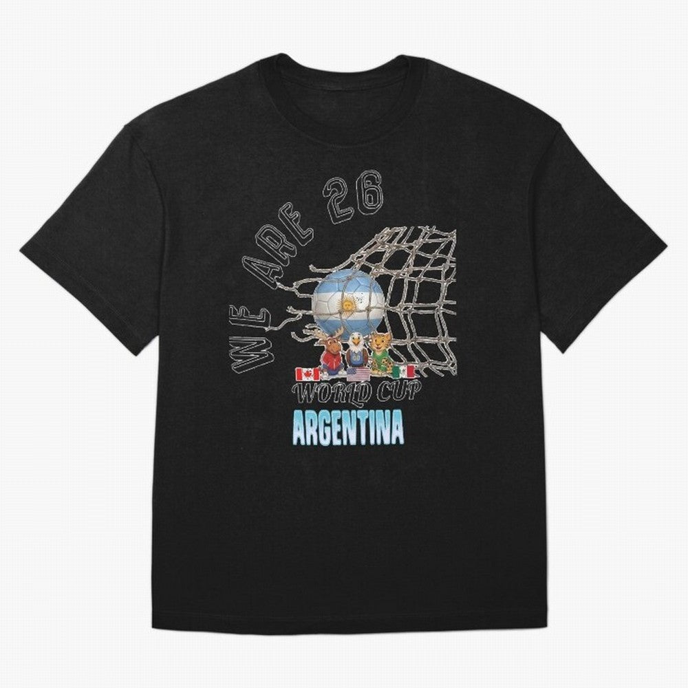 World Cup 26 - Argentina Oversized T-Shirt Show Your Love for FIFA World Cup 2026 USA Canada Mexico Highlighting CR7 and Messi, Argentina and Brazil Energy, Football Festival Excitement, Trophy Ambitions, Country Rivalries and Star Player Buzz;
