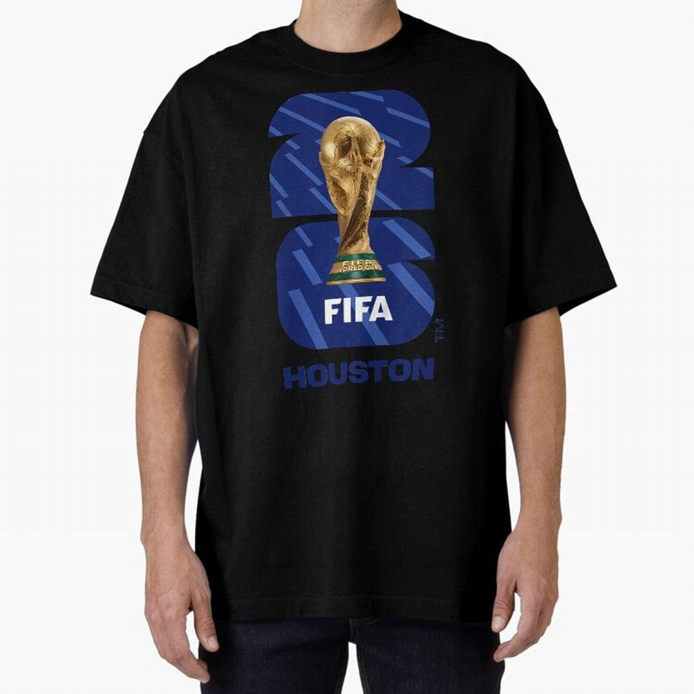 World Cup26 Houston Trophy Oversized T-Shirt Celebrate National Team Dreams in FIFA World Cup 2026 USA Canada Mexico Spirit, Filled with England, Haaland, Supporter Pride, Iconic Celebrations, Legendary Names and Global Match Day Energy; Built for