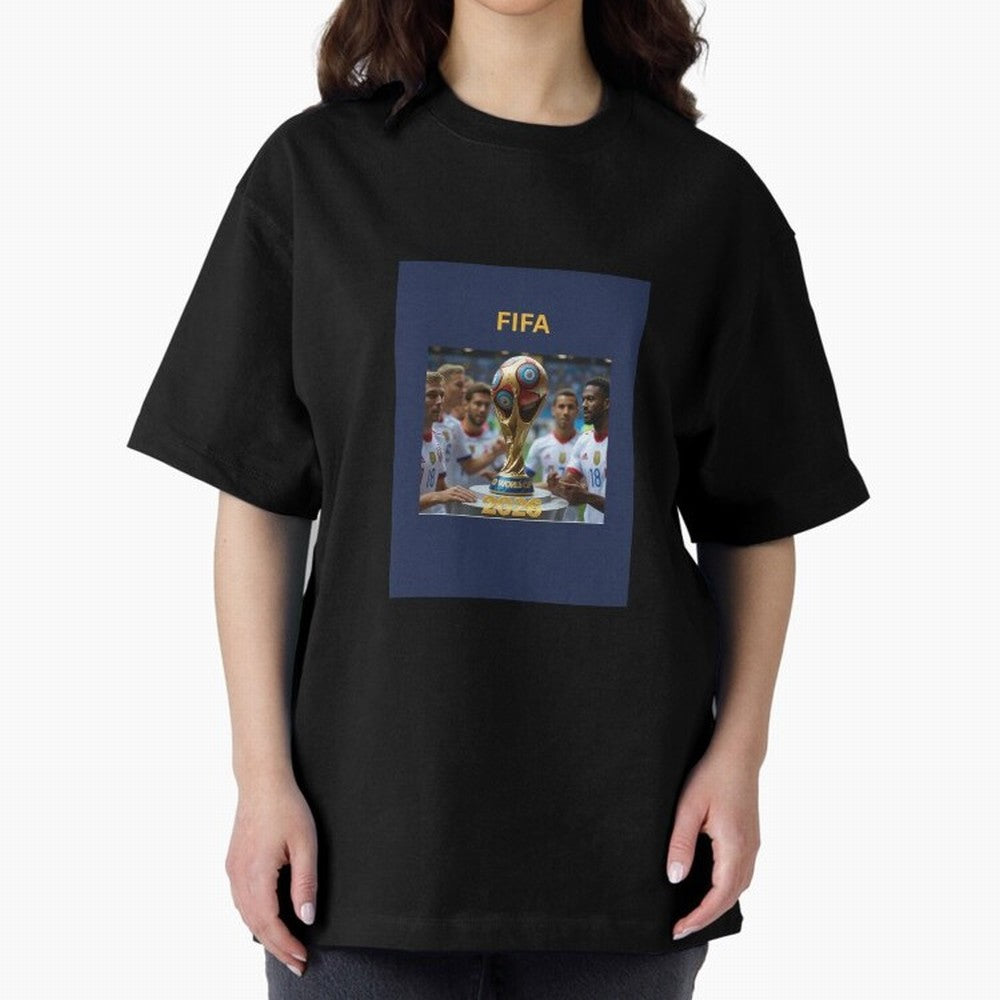 WORLD CUP FOOTBALL 2026 Oversized T-Shirt Feel International Energy from Global Football Passion for FIFA World Cup 2026, Driven by Cristiano Ronaldo, Haaland and CR7, France, Stadium Memories, Football Loyalty, International Chants and