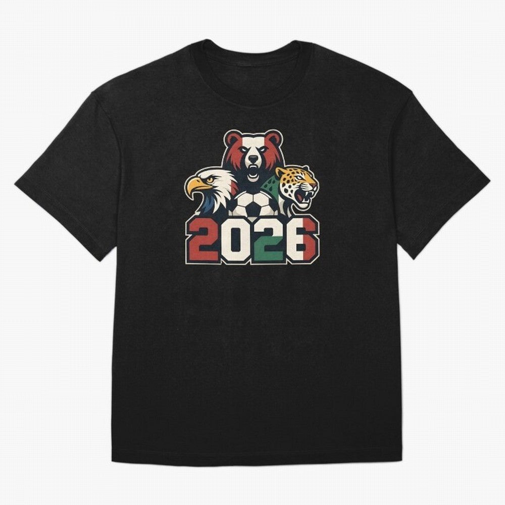 World Cup 2026 USA Canada Mexico Host Mascots Oversized T-Shirt Honor Champions and Dreams in FIFA World Cup 2026 USA Canada Mexico Capturing Cristiano Ronaldo, Brazil Energy, Classic Soccer Heritage, Championship Pressure, Fan Loyalty and