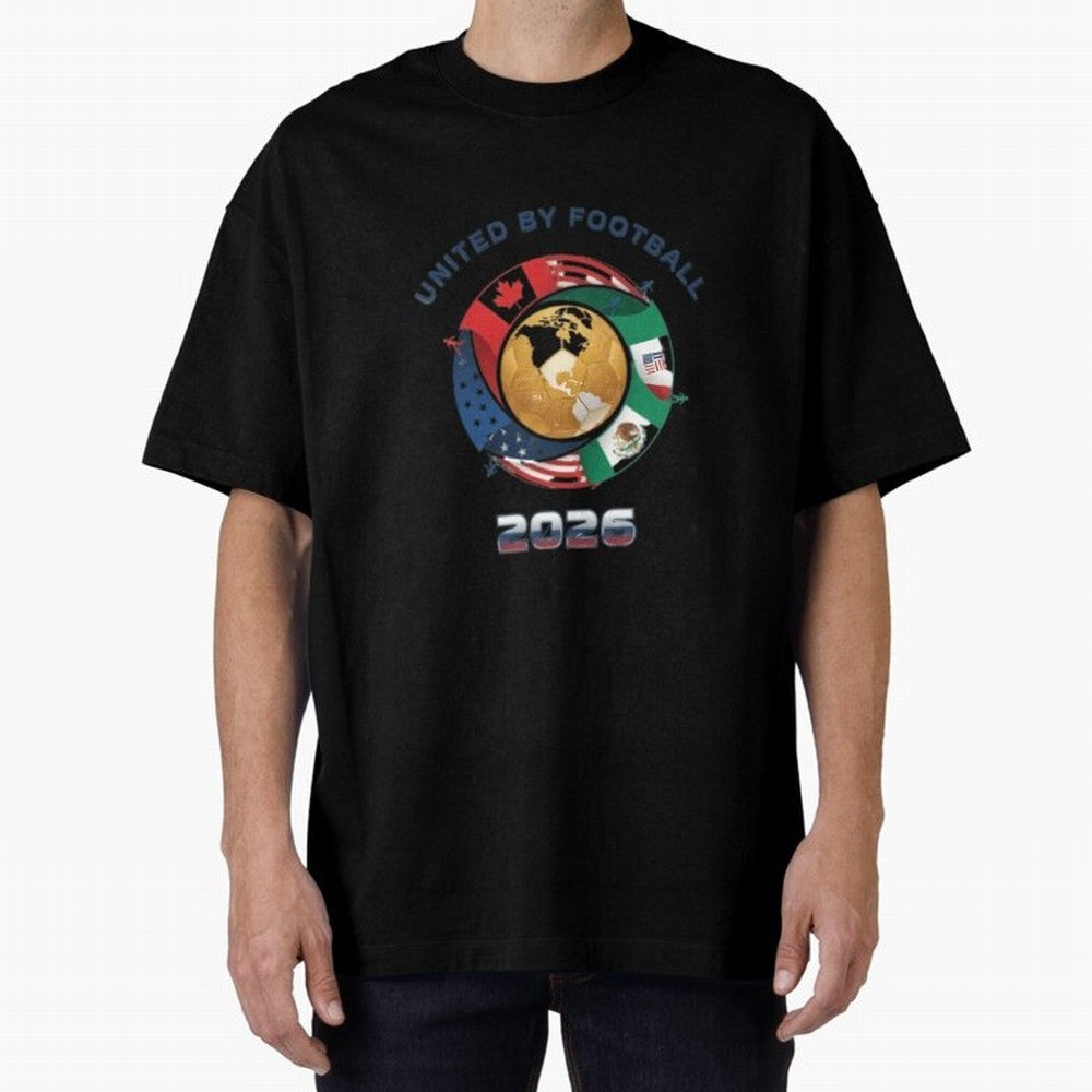 United By Football 2026 Oversized T-Shirt Refresh the FIFA World Cup 2026 USA Canada Mexico Journey through Neymar Highlights, Spain Pride, Supporter Pride, Iconic Celebrations, Legendary Names and Global Match Day Energy; Made for Collectors Who