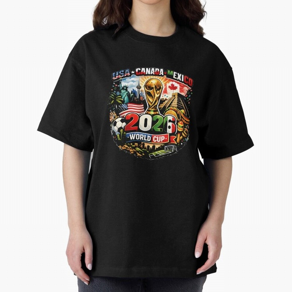 World Cup 2026 Funny Soccer Tournament 2026 T-Shirt_88656674 Oversized T-Shirt Share the Excitement of Global Football Passion for FIFA World Cup 2026 Group Stage, Built around Messi and Cristiano Ronaldo, France and Portugal, Vintage Soccer