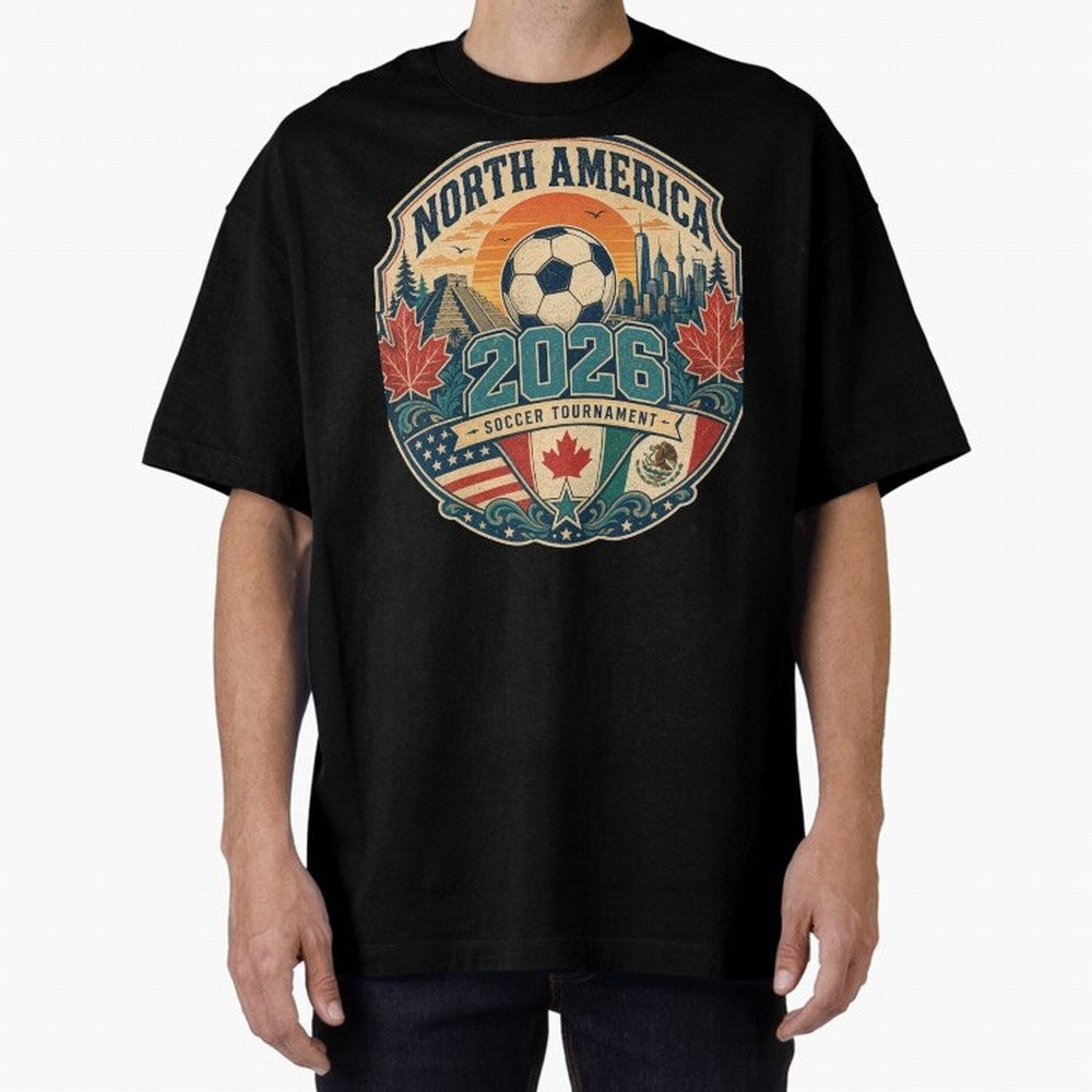USA Canada Mexico Soccer Cup Oversized T-Shirt Support the Legends of Global Football Passion for FIFA World Cup 2026, with Neymar, Haaland and Cristiano Ronaldo, Portugal, Spain and Germany, Football Festival Excitement, Trophy Ambitions, Country