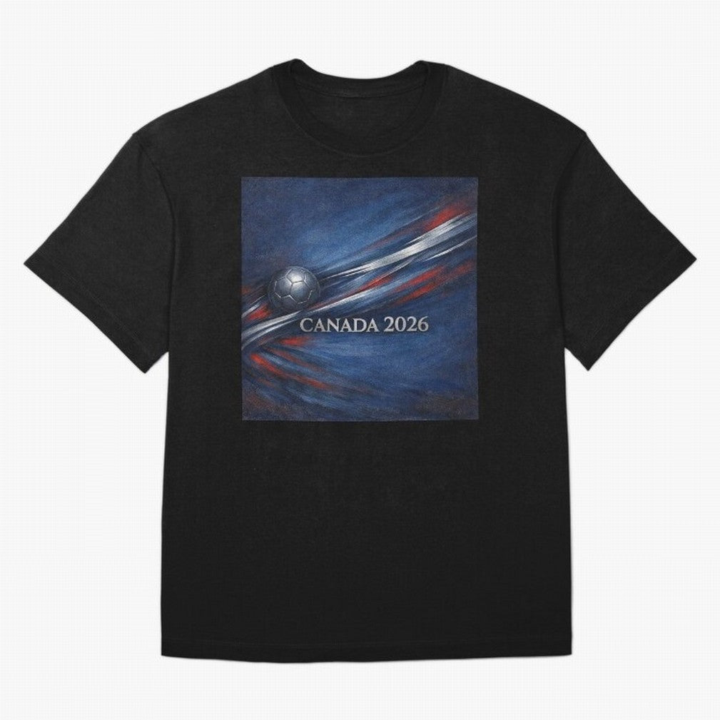 Canada 2026 Soccer Theme with silver lines Oversized T-Shirt Fuel Your Fan Pride for Global Football Passion for FIFA World Cup 2026 USA Canada Mexico, Celebrating Mbappe, Argentina, Sports Nostalgia, International Competition, Famous Players and