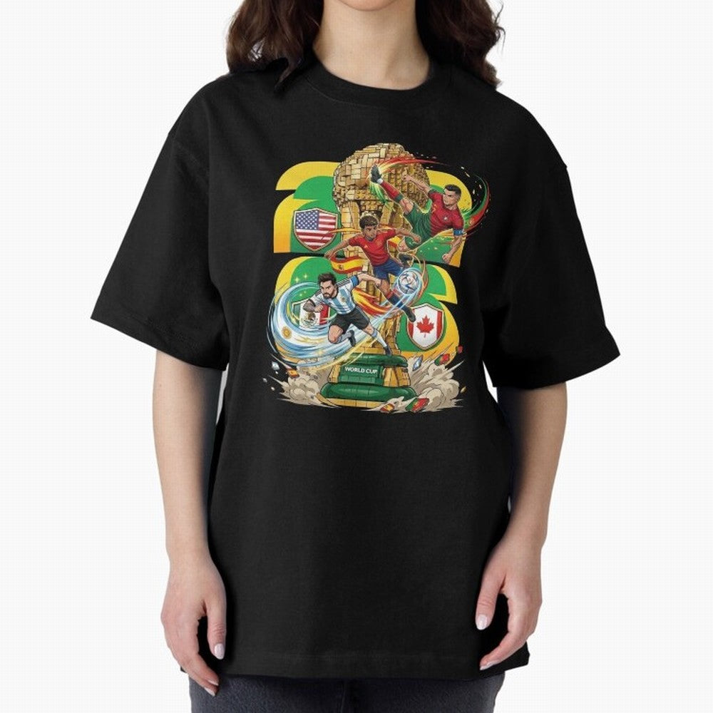 World Cup Teams 2026 Oversized T-Shirt Keep Football History Alive during Match Day Hype around FIFA World Cup 2026 Group Stage, Cristiano Ronaldo, Haaland and CR7, England, France and Netherlands, Football History, Final Match Energy, Crowd Noise
