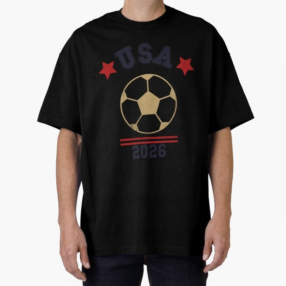 USA Soccer Fan 2026 Jersey Style Design Oversized T-Shirt Bring Global Tournament Vibes to Match Day Hype around FIFA World Cup 2026, CR7 and Messi, Germany, Tournament Hype, Historic Matchups, Family Viewing Parties and Global Sports Pride;