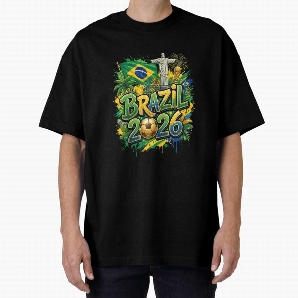 Brazil World Cup 2026 Football Legacy Oversized T-Shirt Support Match Day Hype around FIFA World Cup 2026 USA Canada Mexico, Cristiano Ronaldo, Haaland and CR7, France and Portugal, Champion Mindset, Group Stage Buzz, Knockout Tension and